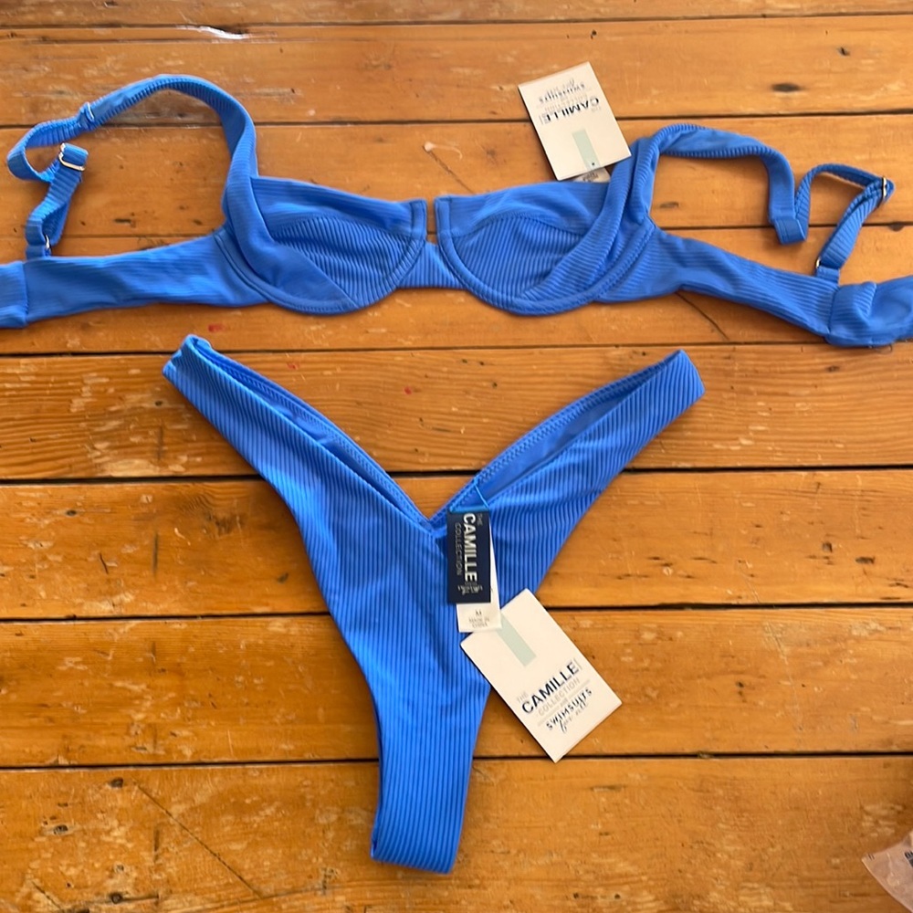 Electric blue underwire bikini